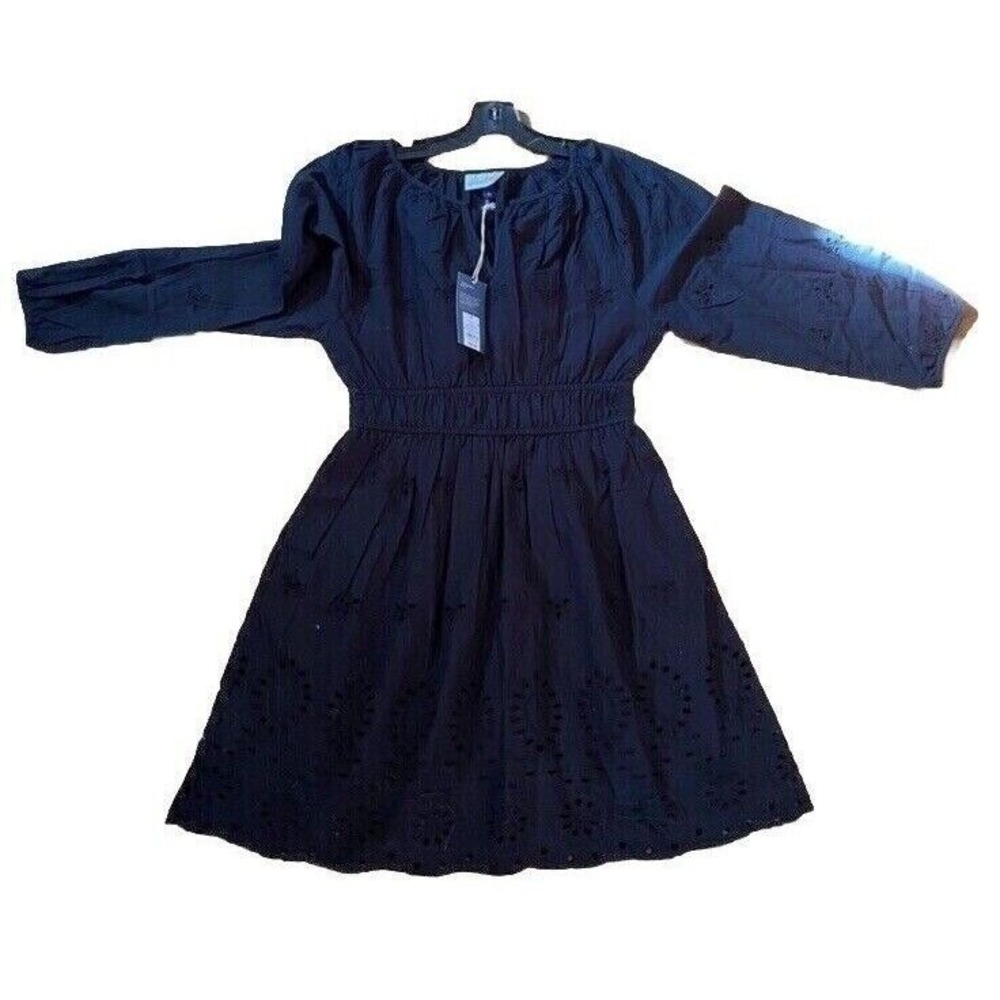 Universal Thread Womens‎ Black Eyelet Long Sleeve Smocked Mini Dress Size S NWT